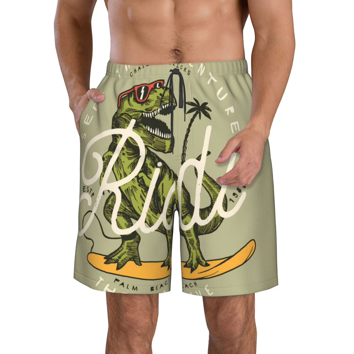 Vintage Hawaiian Casual Summer Beach Shorts with Pockets Z4885