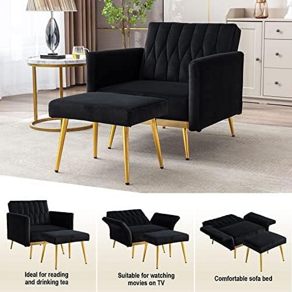 Orange Velvet Single Sofa Chair with Ottoman T9801