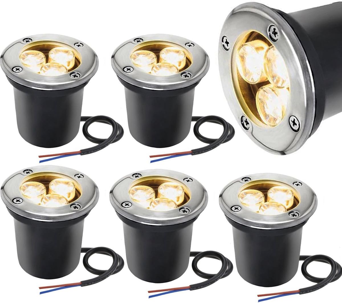 Warm White 6 Pack 3W LED Landscape Well Lights J24887