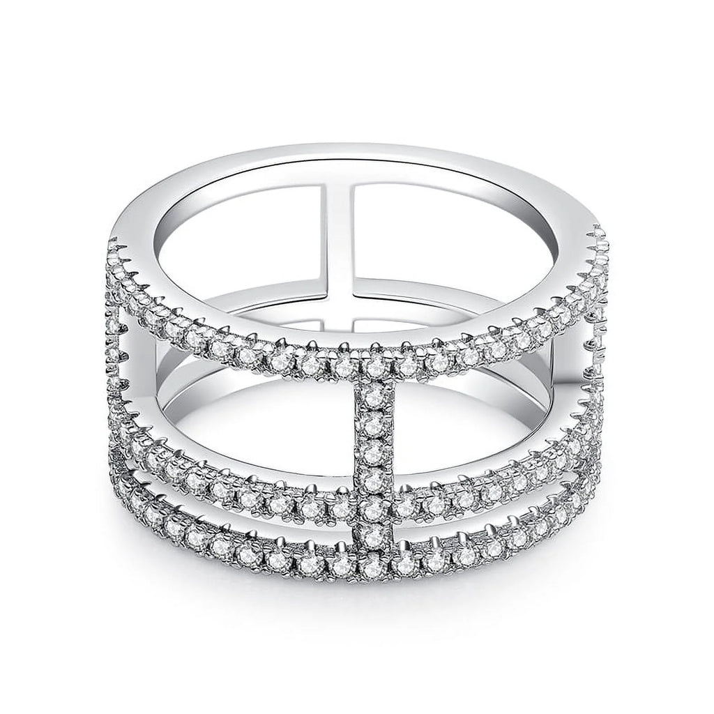 18K White Gold Plated Moissanite Engagement Ring Q295