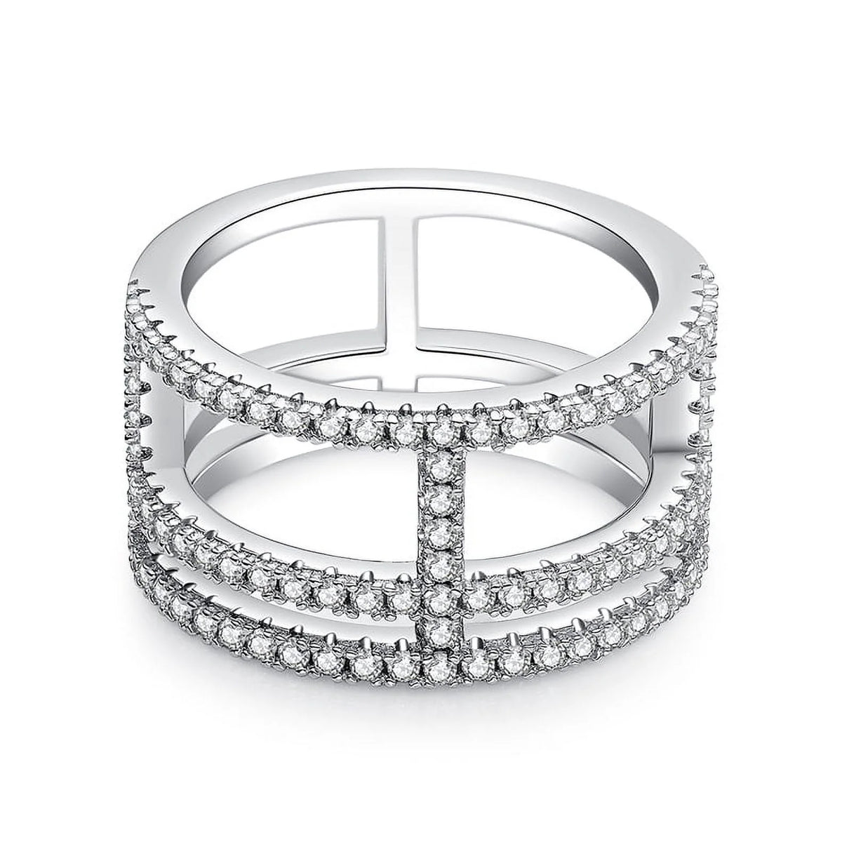 18K White Gold Plated Moissanite Engagement Ring Q295