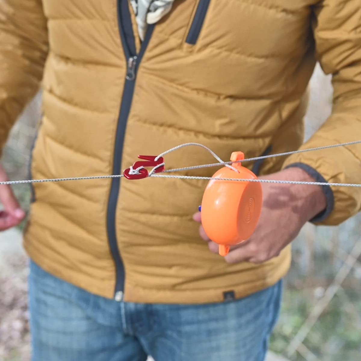 Gray HMWPE Tent Guyline Rope with Mini Reel L828