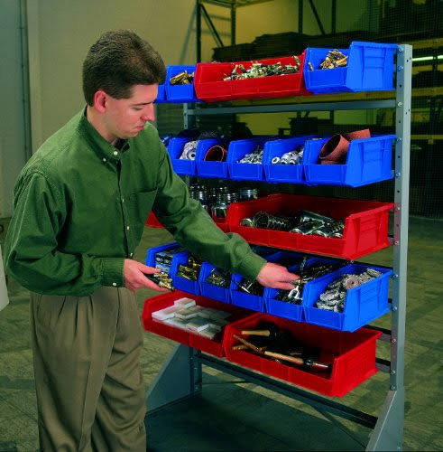 Gray Bin Rail Floor Rack K956