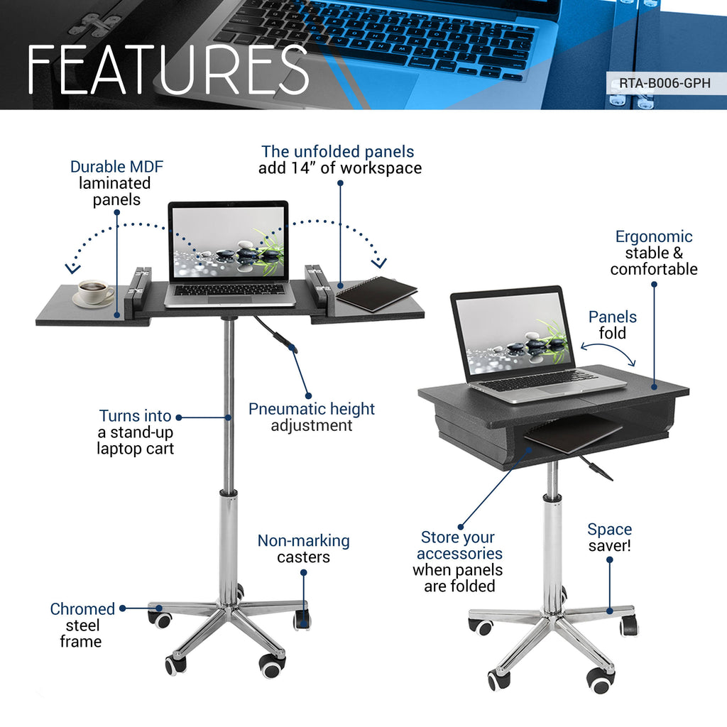 Graphite Folding Table Laptop Cart R153886