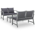 3 Piece Gray Acacia Wood Outdoor Patio Lounge Set with Cushions Q4509