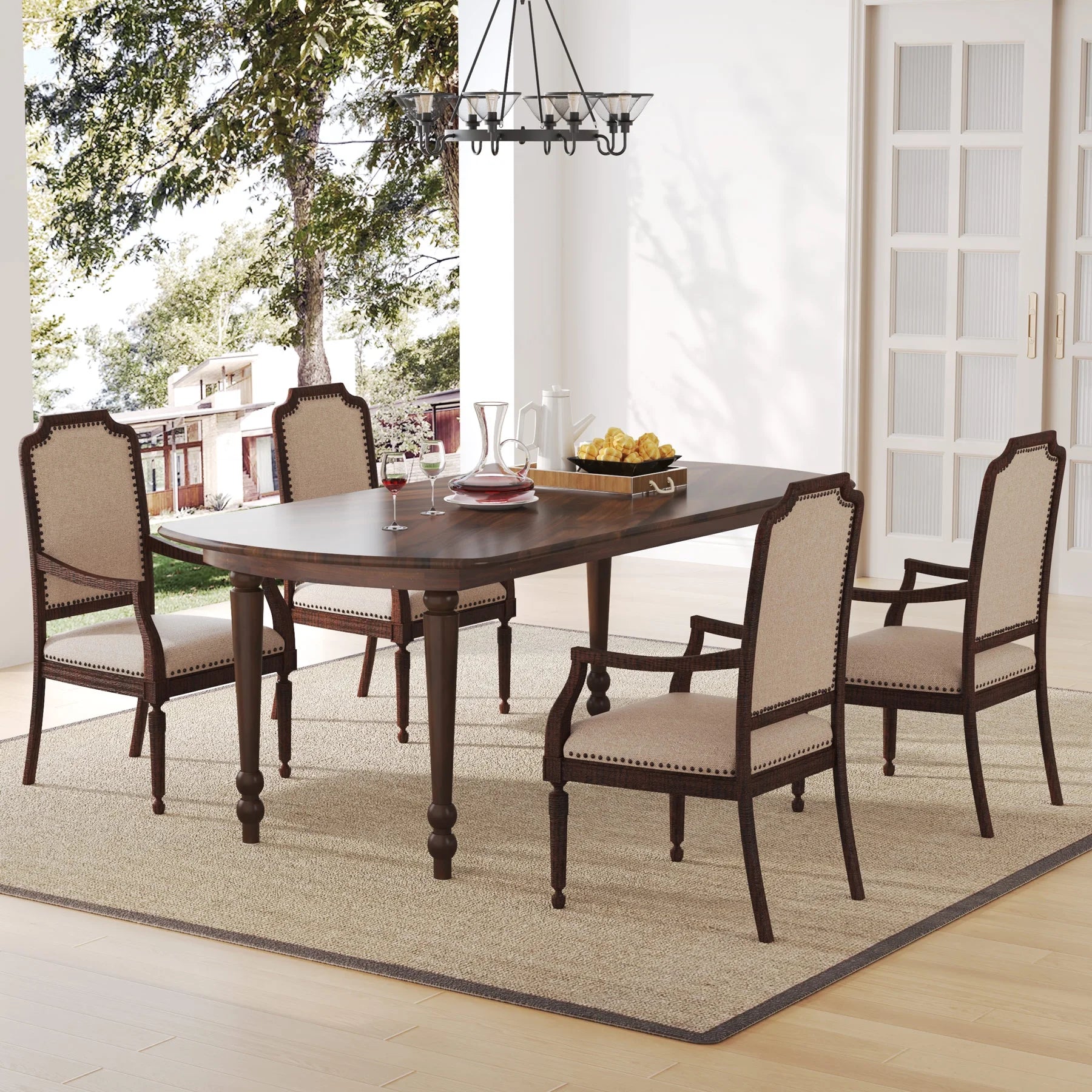 63'' Brown Dining Table with Wood Legs V811724