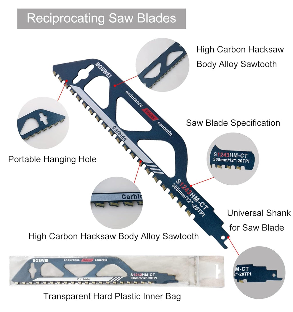12-305mm Reciprocating Saw Blades for Cutting Masonry X52720