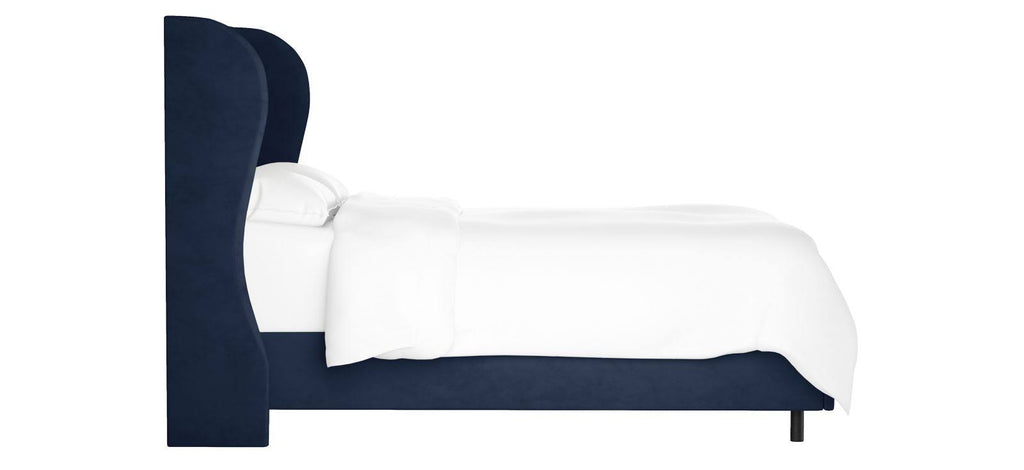 Queen Tufted Wingback Bed, Velvet Ink G863394