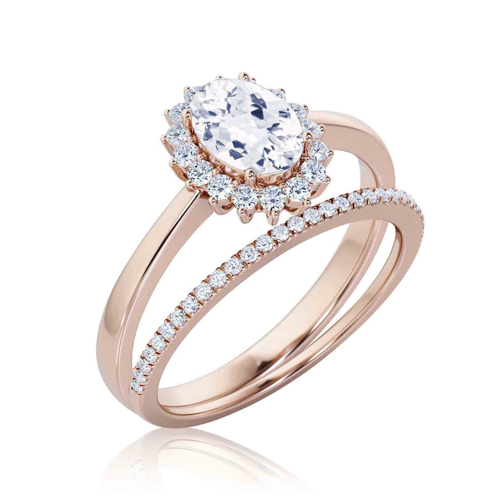 2.00 Carat Oval Cut Diamond Moissanite Engagement Ring in 10k Solid Rose Gold O989019