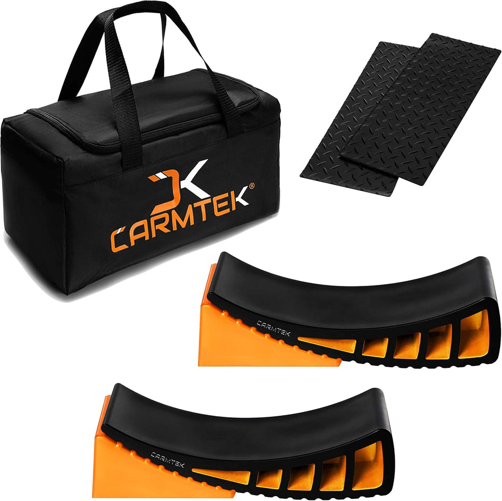 Curved RV Levelers with Wheel Chocks, Rubber Mats and Carry Bag R737