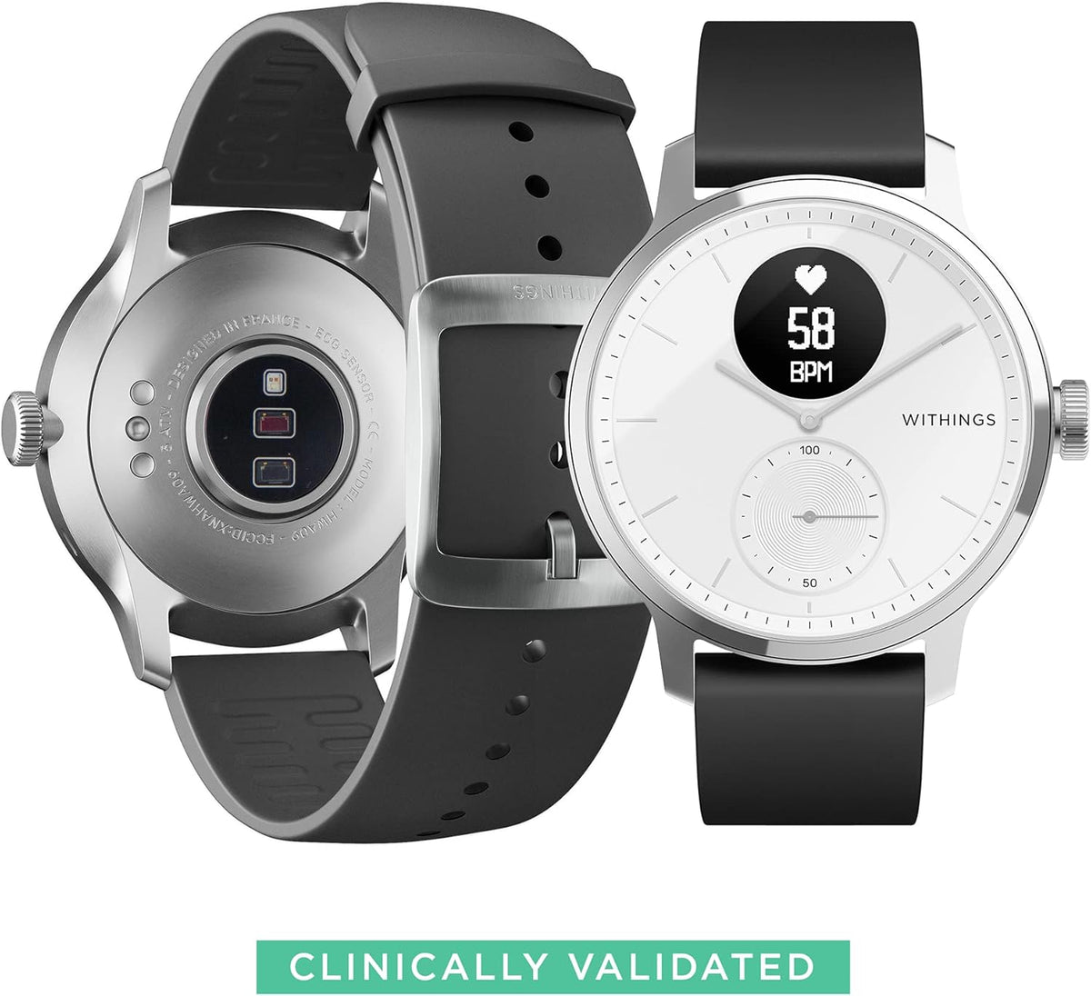 Hybrid Smartwatch with ECG, Heart Rate Sensor and Oximeter (White, 42mm) V7439