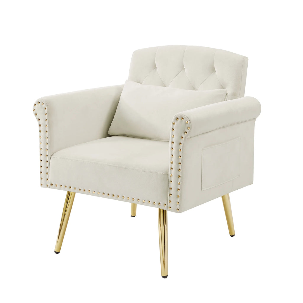Velvet Armchair with Metal Legs K365