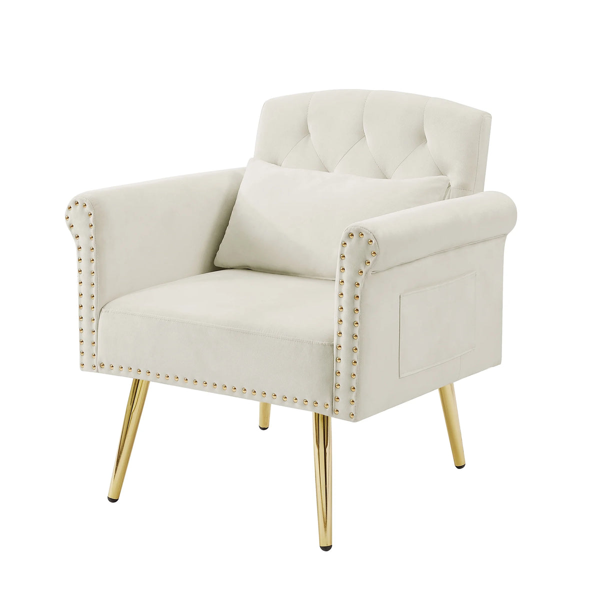 Velvet Armchair with Metal Legs K365