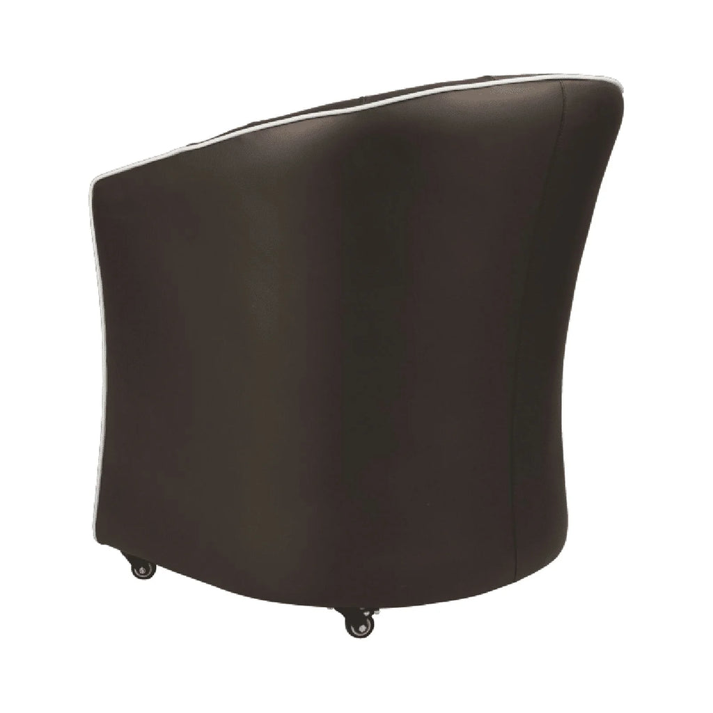 Black Leather Guest Chair with Lockable Rolling Casters I95794