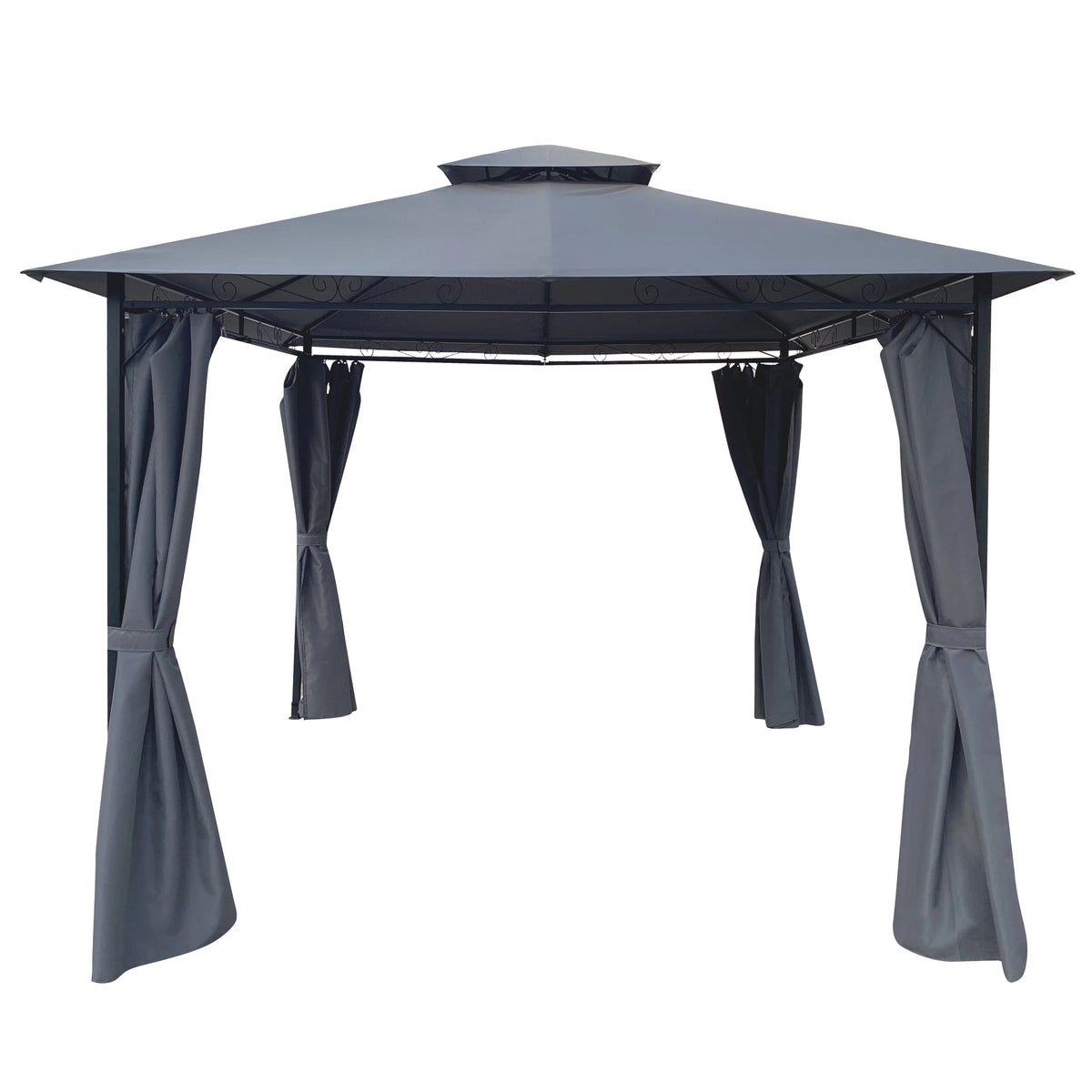 Gray Gazebo Canopy With Curtains T101