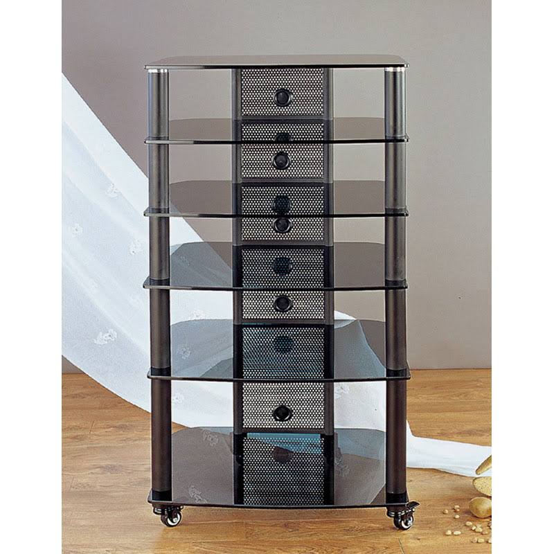 Black Frame and Black Glass Audio Rack K2190