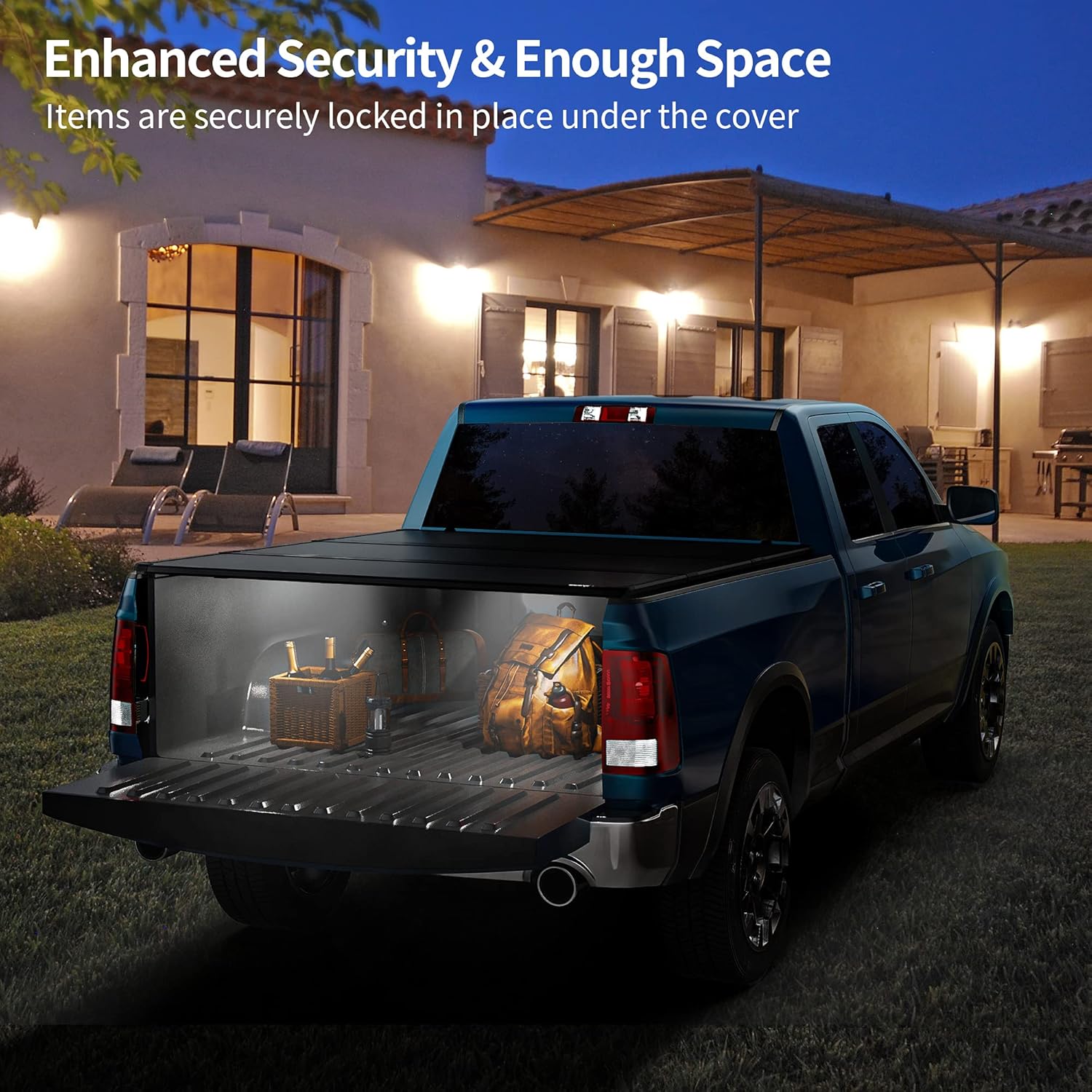 Hard Tri-fold Truck Bed Tonneau Cover for 2009-2022 Dodge Ram 1500, 5.6 ft Bed J90244