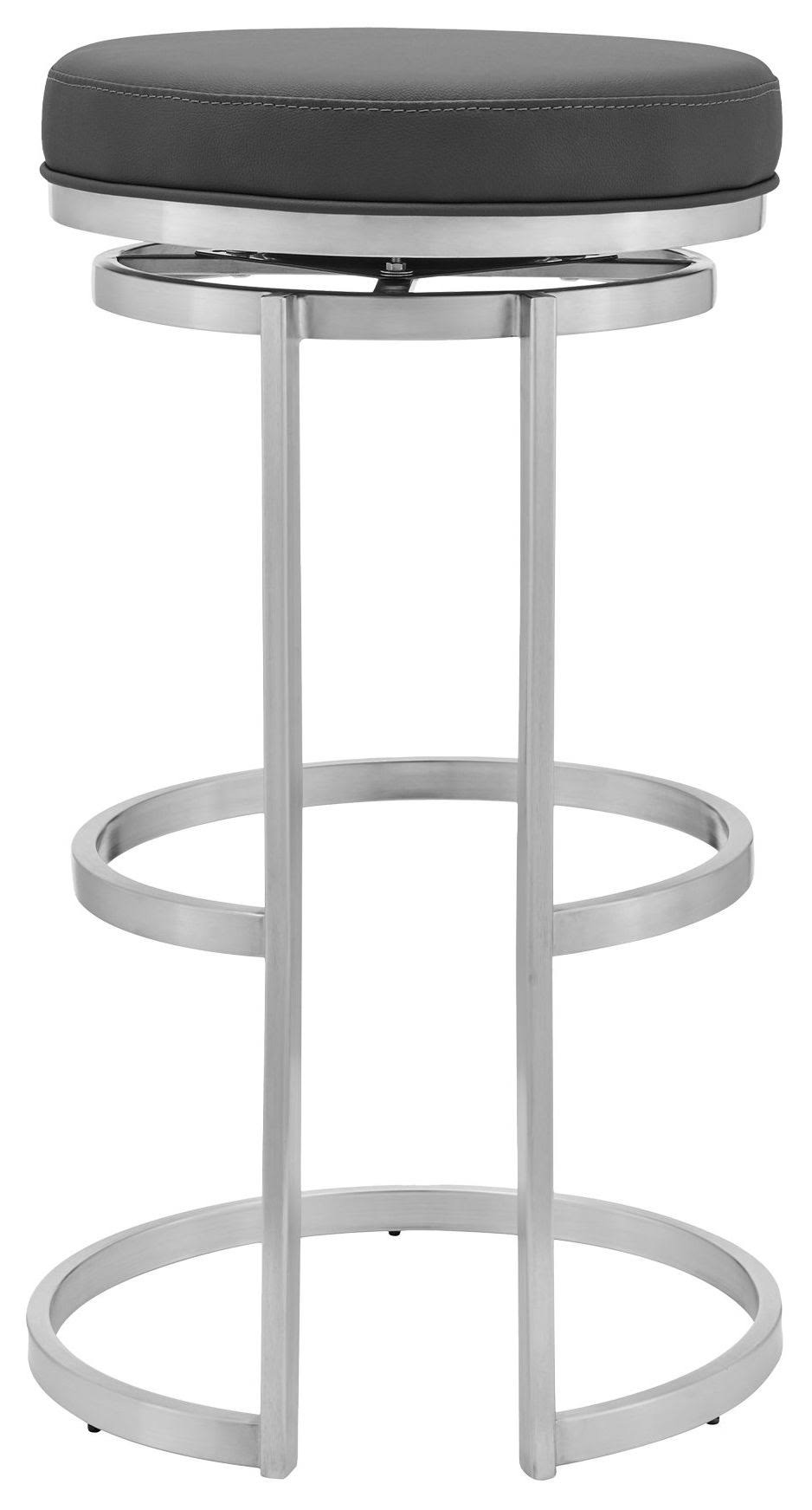 Gray Faux Leather Swivel Bar Stool C147