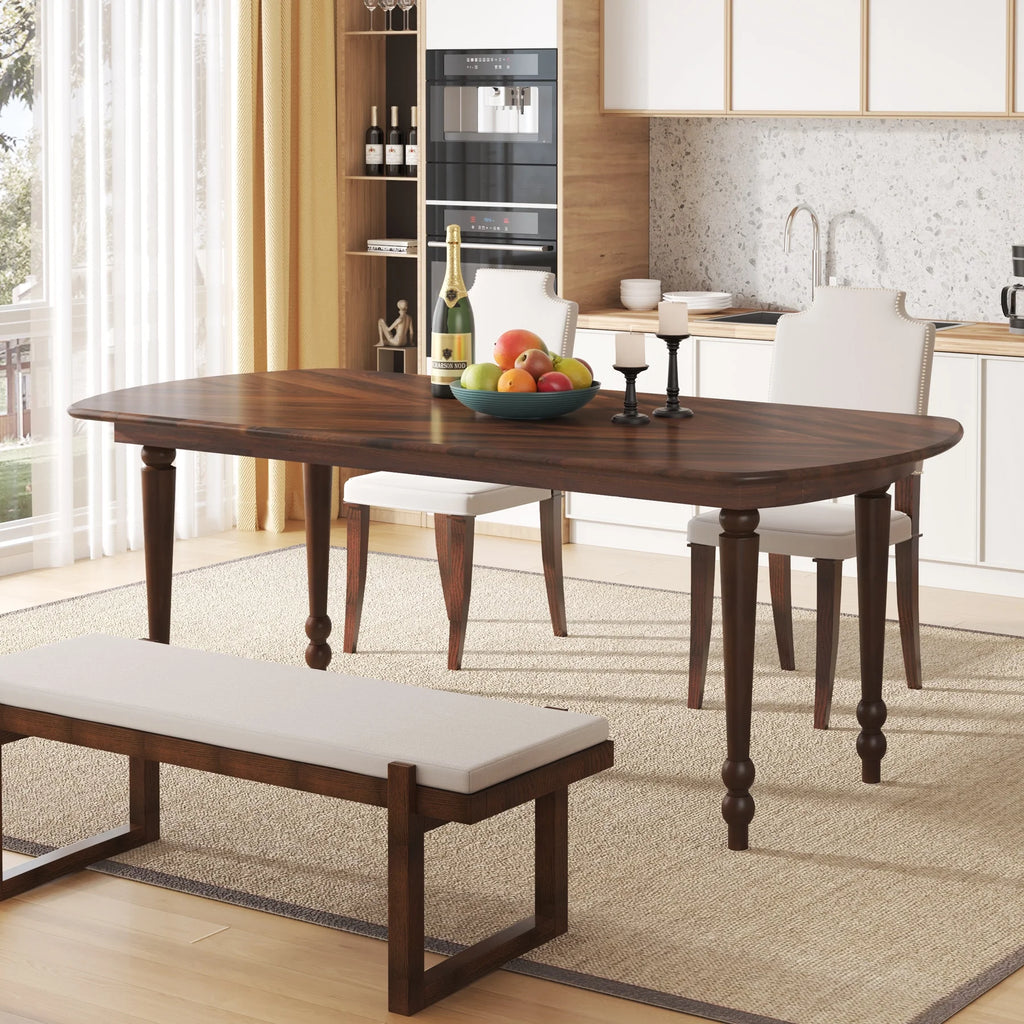 63'' Brown Dining Table with Wood Legs V811724