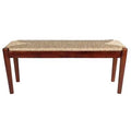 Dark Natural Wood Finish Bench with Seagrass Woven U498754