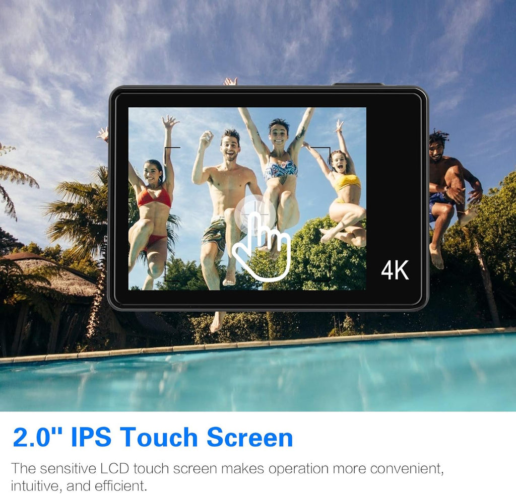 4K Action Camera 50fps 24MP Touch Screen 40M Waterproof WiFi Sport Camera with Remote Control and 32GB Micro SD Card Z649