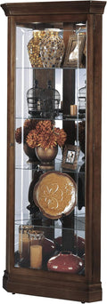 Cherry Bordeaux Finish Corner Curio Cabinet with Four Glass Shelves U520575