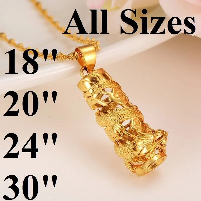 24k Gold Filled Dragon Pendant Chain Link Necklace W256629