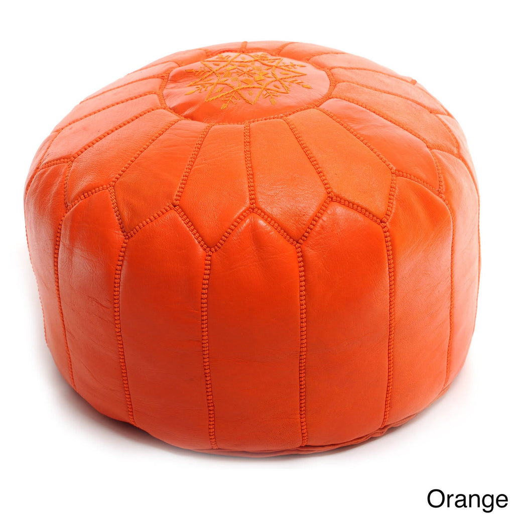 Orange Leather Ottoman Z163343