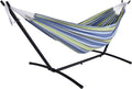 Blue Stripes Double Hammock Bed with Carrying Bag and Steel Stand I614