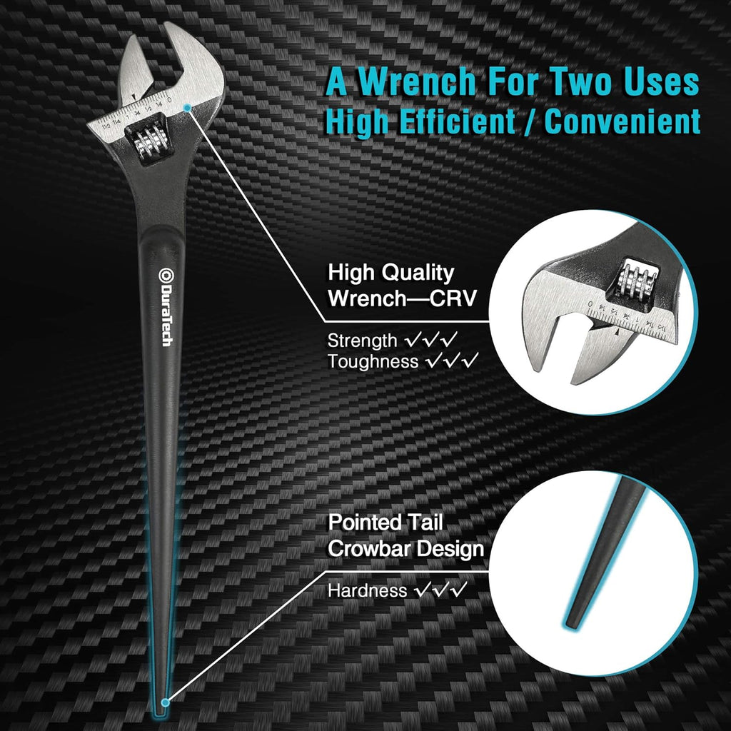 3-Piece Adjustable Construction Spud Wrench Set, 8-inch, 10-inch, 12-inch, Black Oxide Finish, Forged Cr-V O356