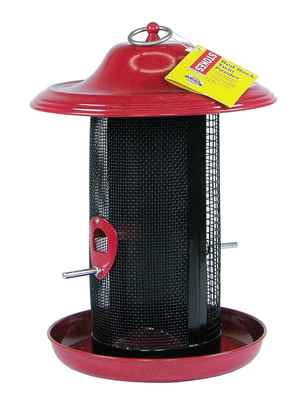Red Twin Chamber Bird Feeder with Metal Roof K683