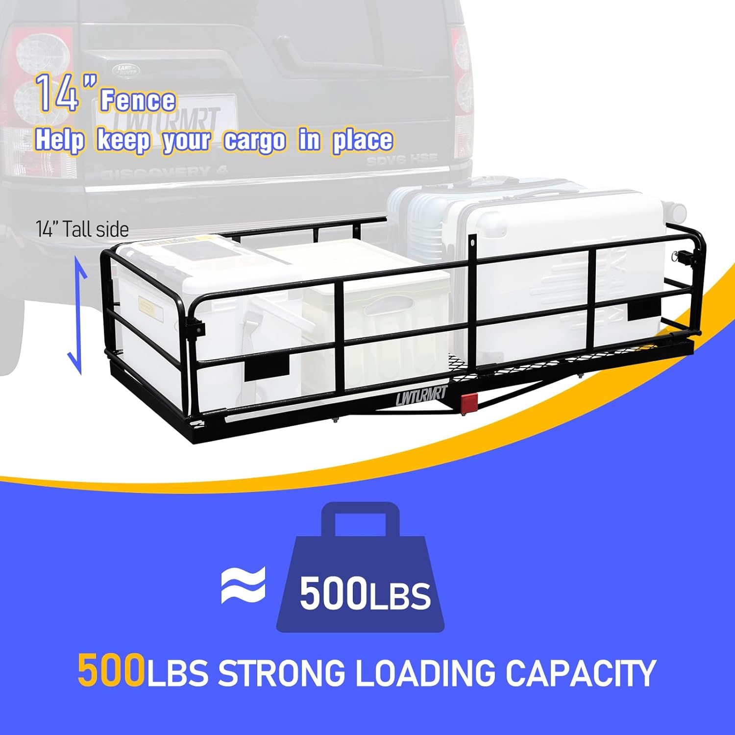 Folding Vehicle Cargo Basket 60" x 24" x 14" for 2" Receiver H160