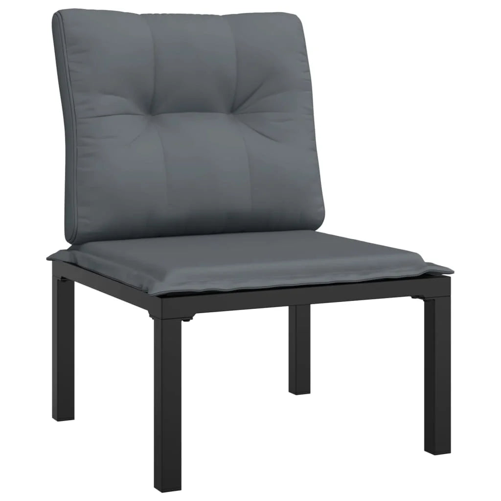 6 Piece Outdoor Patio Furniture Set, Sectional Sofa with Dark Gray Cushions, Black Poly Rattan V1014