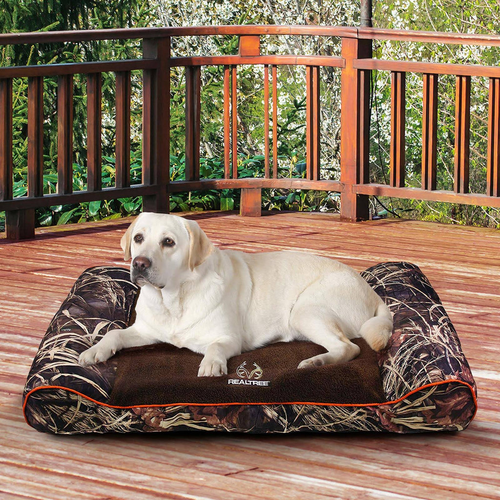 Taupe with Orange Piping Camo Pet Bed Q798