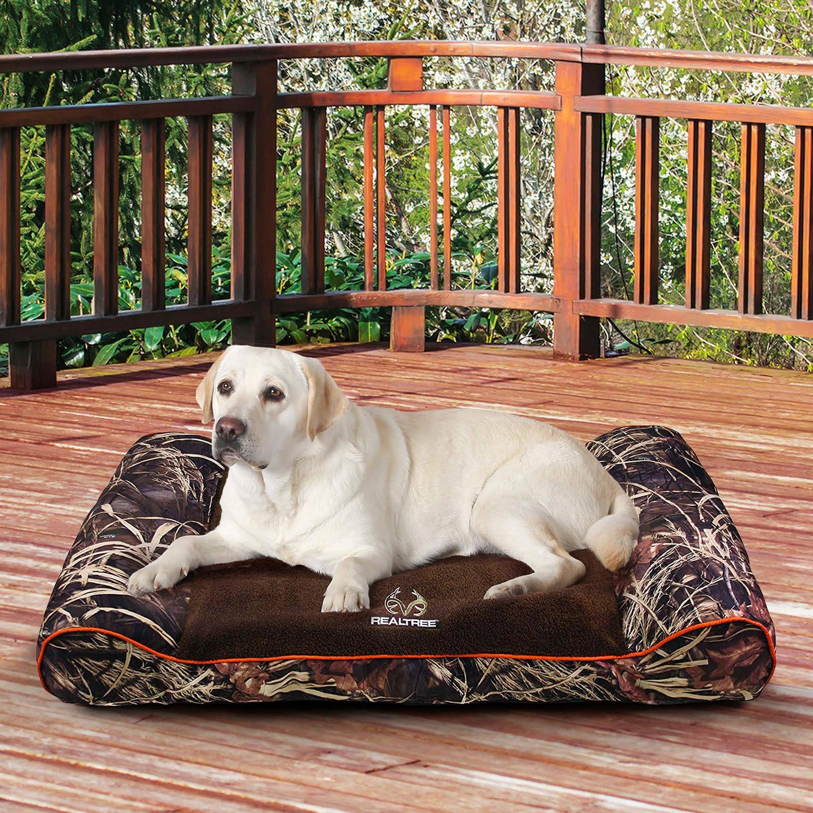 Taupe with Orange Piping Camo Pet Bed Q798