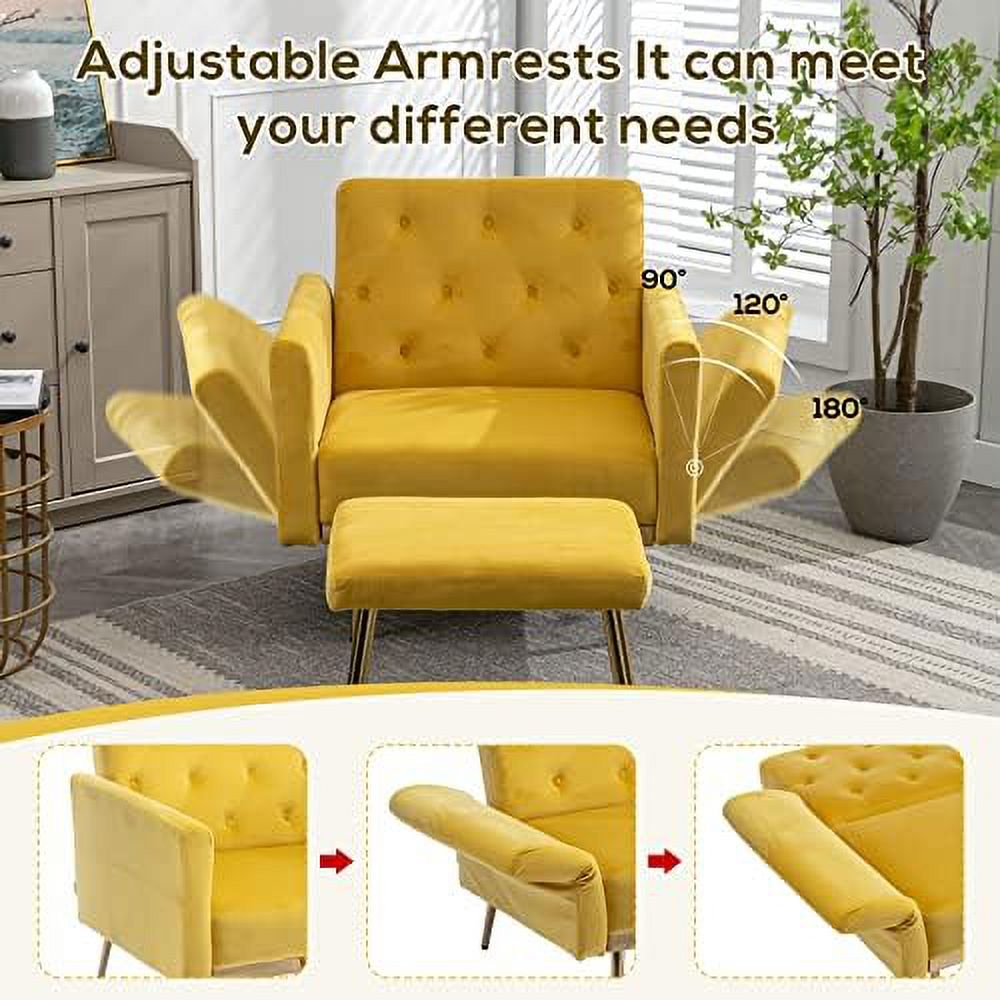 Olive Green Velvet Single Sofa Chair with Ottoman S51536