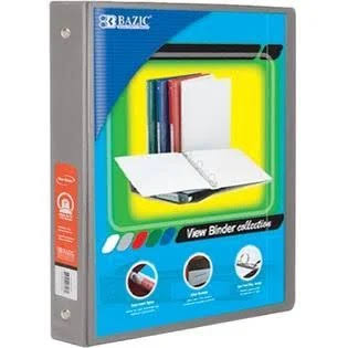 Grey 3-Ring View Binder with 2-Pockets Case Pack 12 N380097