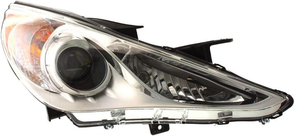 Passenger Side Headlight Assembly for Hyundai Sonata 2011 2012 2013 GLS Type 1 White Bezel Y640446