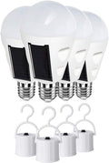 4 Pack LED Solar Rechargeable Emergency Light Bulbs, E26/E27 7W 6000k Y7954