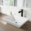 Matte Stone Vessel Bathroom Sink with Vessel Faucet in Antique Rubbed Bronze N46060