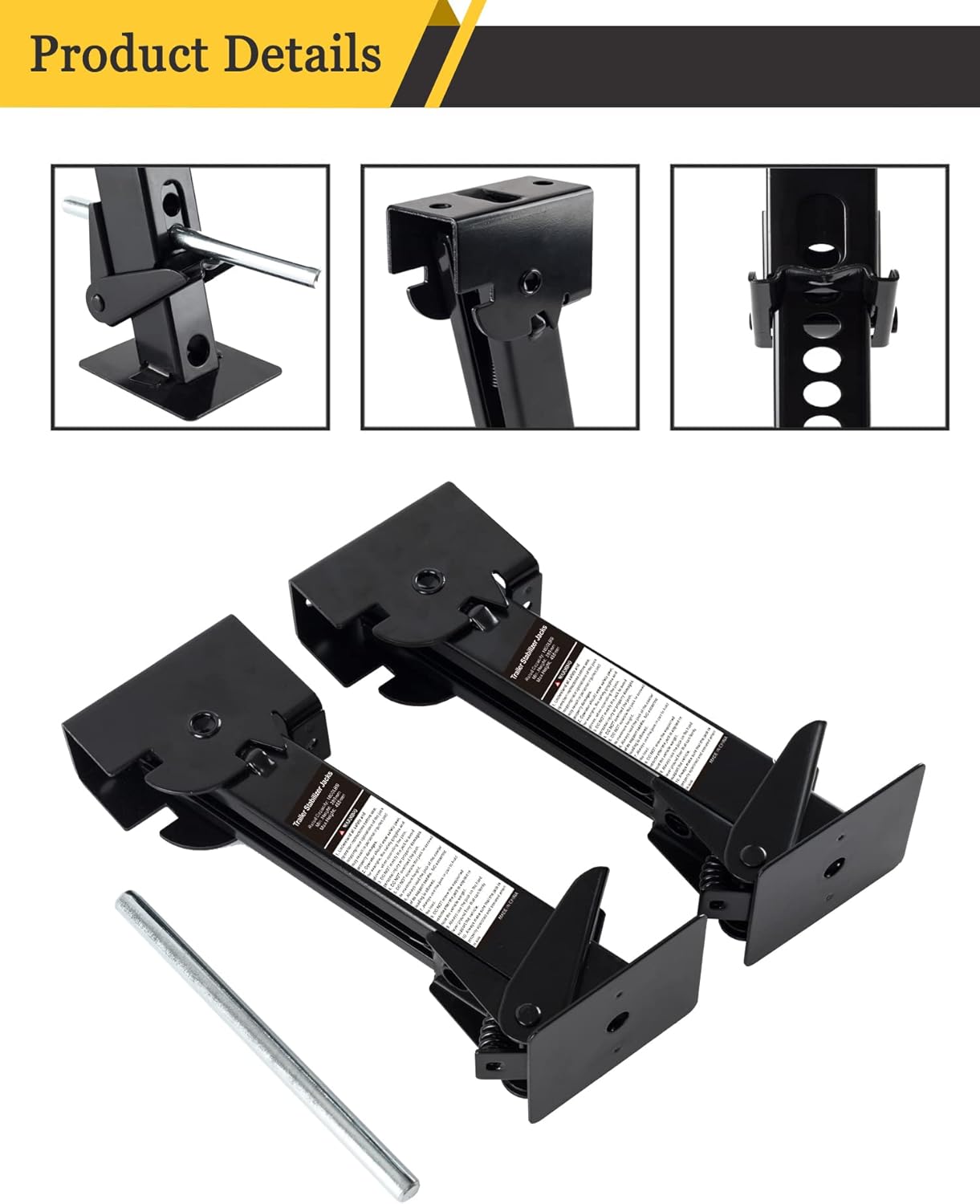 Pair of Trailer Stabilizer Jacks Telescoping RV Camper Accessories 450kg (1000 Lbs) Capacity Each Pack of 2 N952595