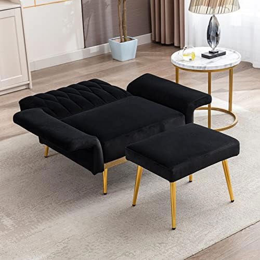Orange Velvet Single Sofa Chair with Ottoman T9801