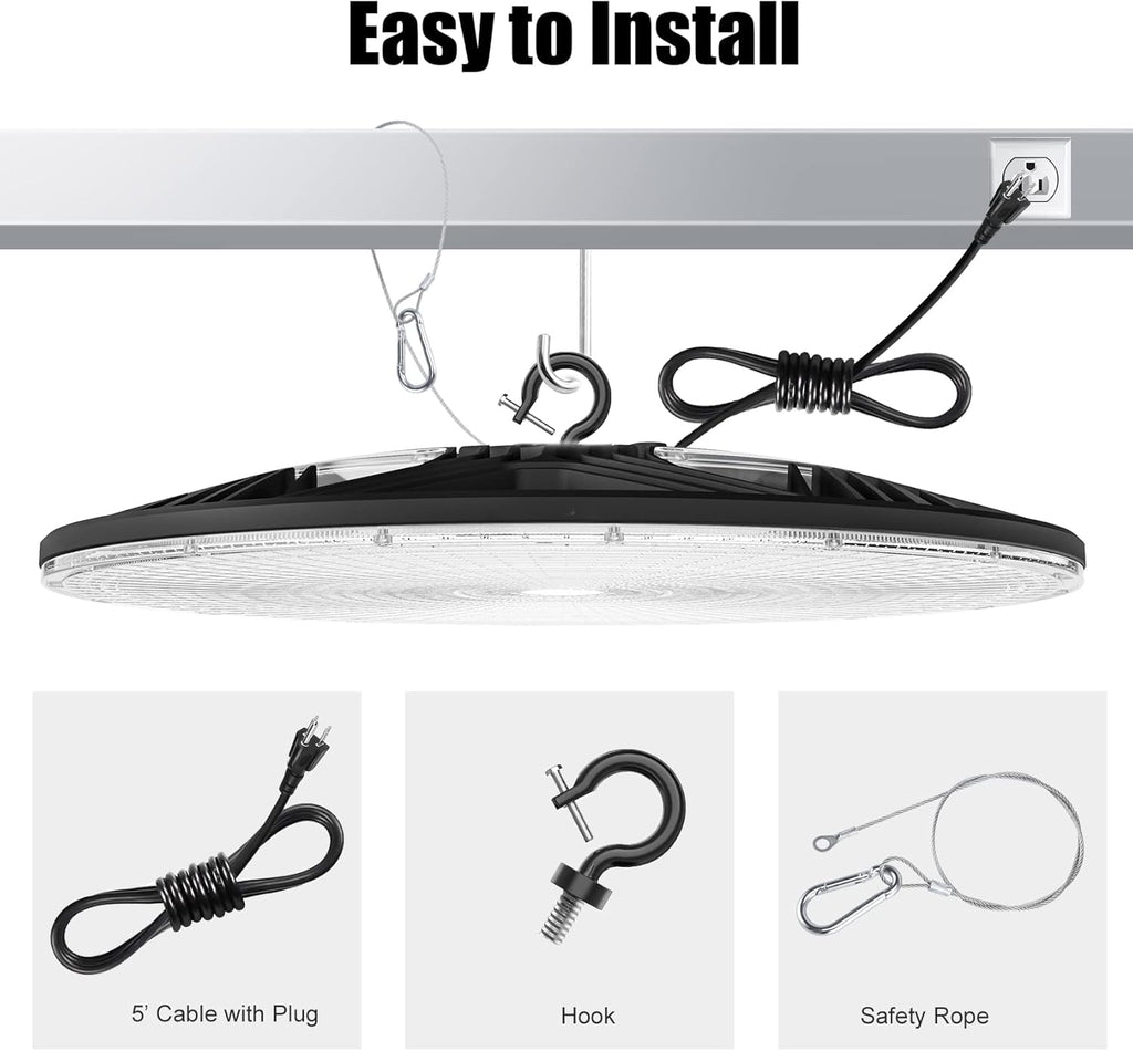 200W UFO LED High Bay Light with 110V Plug, 5000K Daylight T797