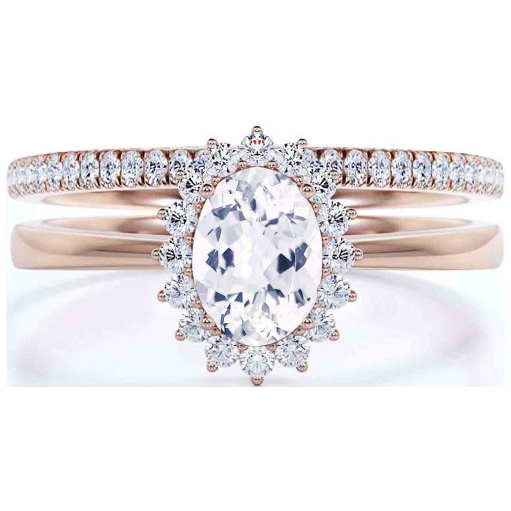 2.00 Carat Oval Cut Diamond Moissanite Engagement Ring in 10k Solid Rose Gold O989019
