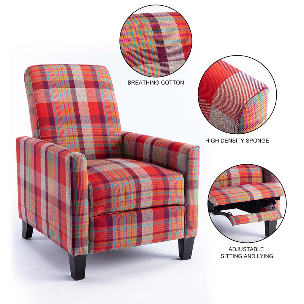 Grey & Red Adjustable Backrest Push Back Recliner Chair Z8819
