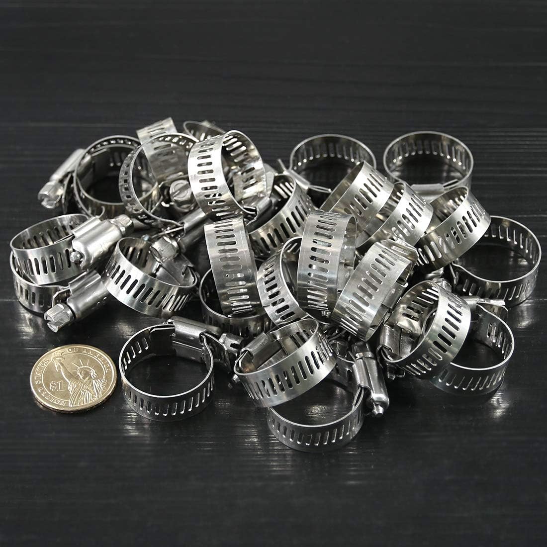 25Pcs Adjustable 304 Stainless Steel Worm Gear Hose Clamp Assortment Kit (18-32mm) U62803