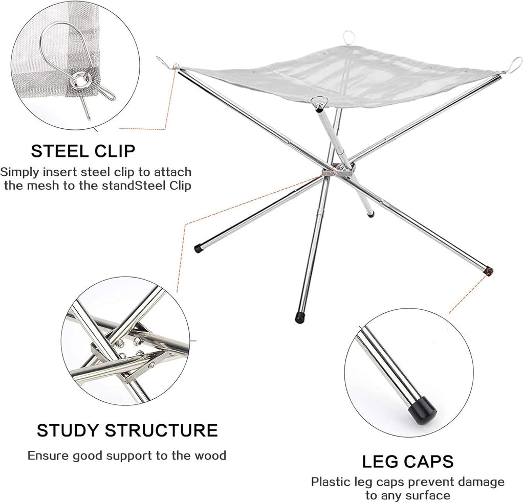 Portable Collapsing Steel Mesh Fire Pit (22 Inch) with Carrying Bag Z129117