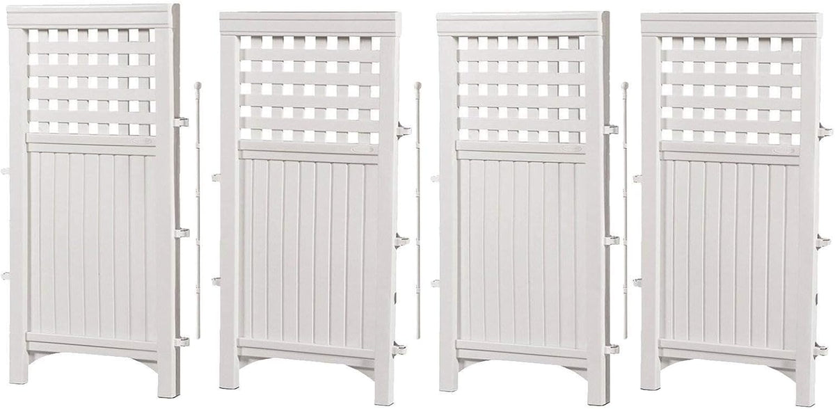 White 8 Panel Yard Screen Enclosure Fence T7686