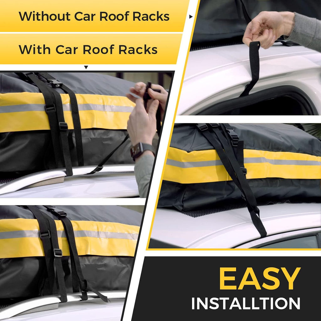 Rooftop Cargo Carrier Bag 15Cu.ft Heavy Duty 1000D Waterproof Anti-Tear X744