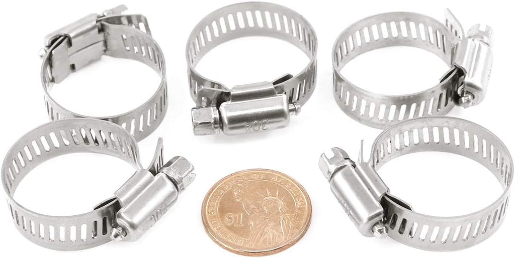25Pcs Adjustable 304 Stainless Steel Worm Gear Hose Clamp Assortment Kit (18-32mm) U62803